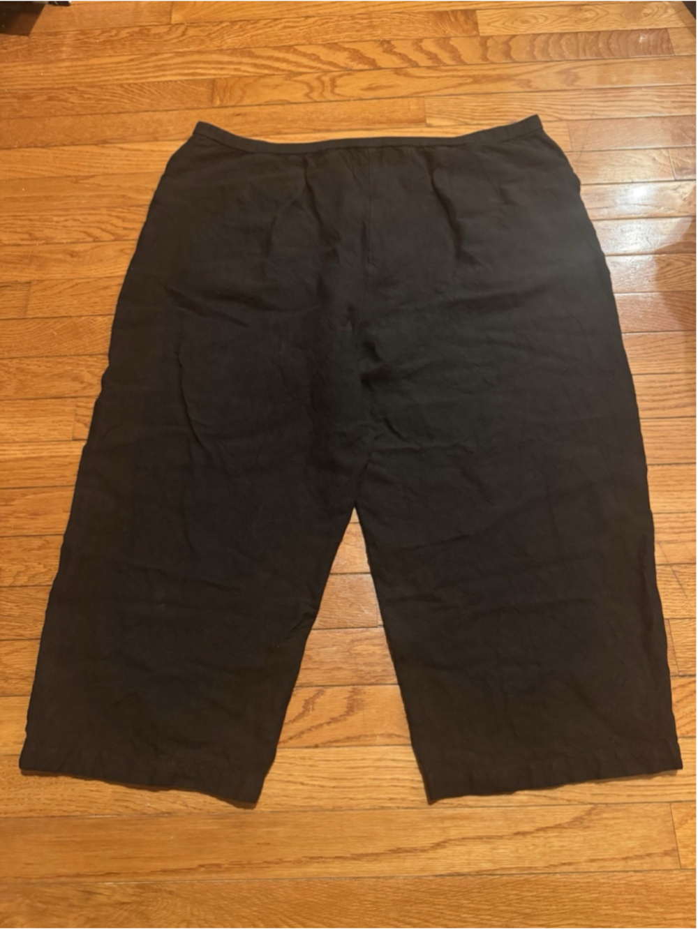 Eileen Fisher Black Linen Rayon Crop Pant Womens 1X Wide Leg Cropped Zip Closure - Picture 7 of 11